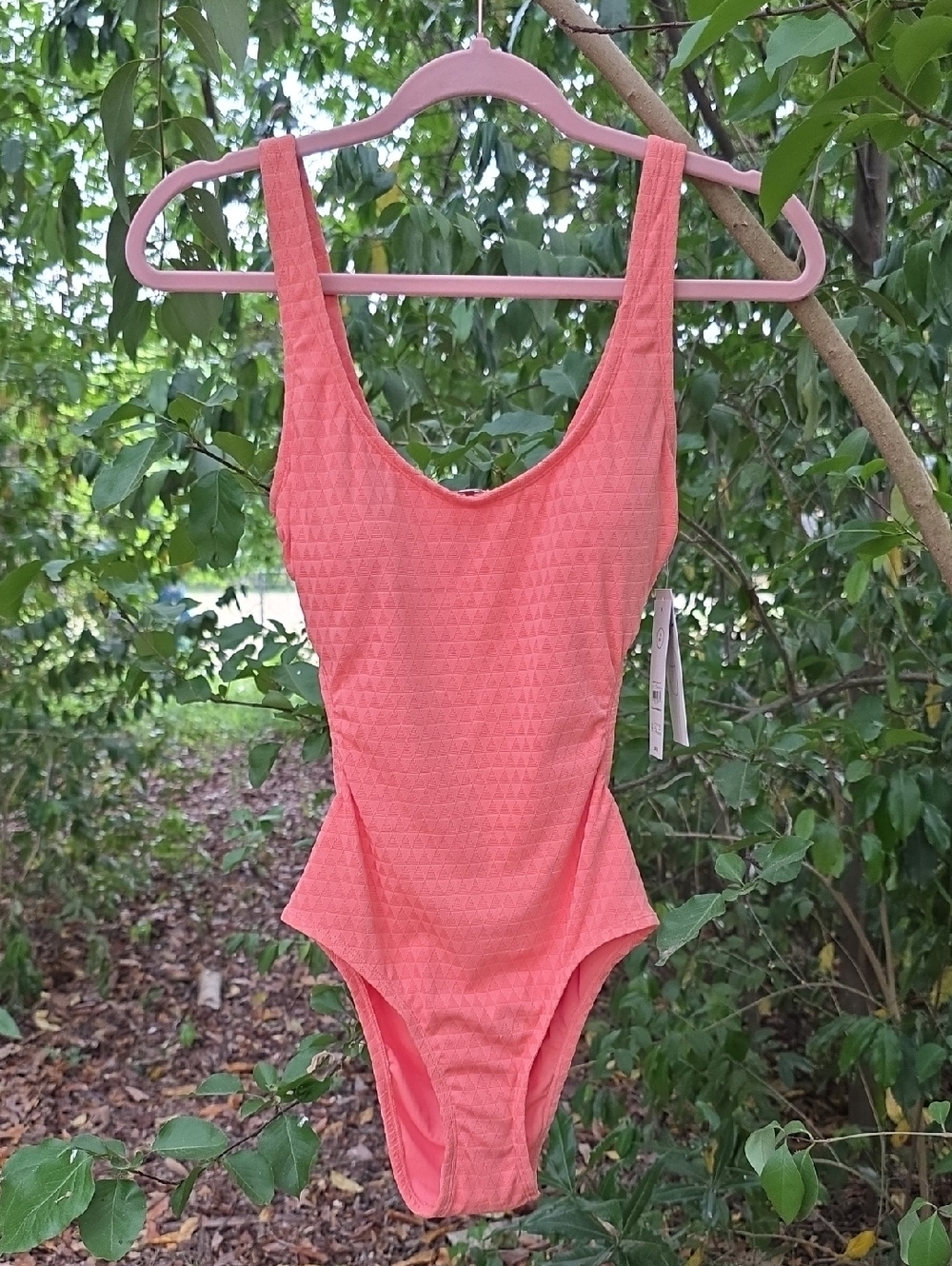 NWT No Boundaries Coral Orange Pink One-Piece Swimsuit Monokini XS Beach